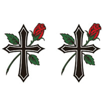 タトゥーシール ローズ&クロス